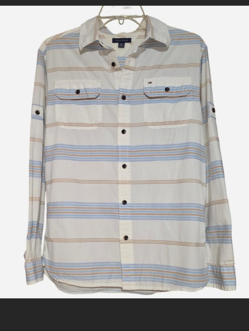 100% Cotton Tommy Hilfiger XL Teen Size Striped Thin Button-Up Shirt